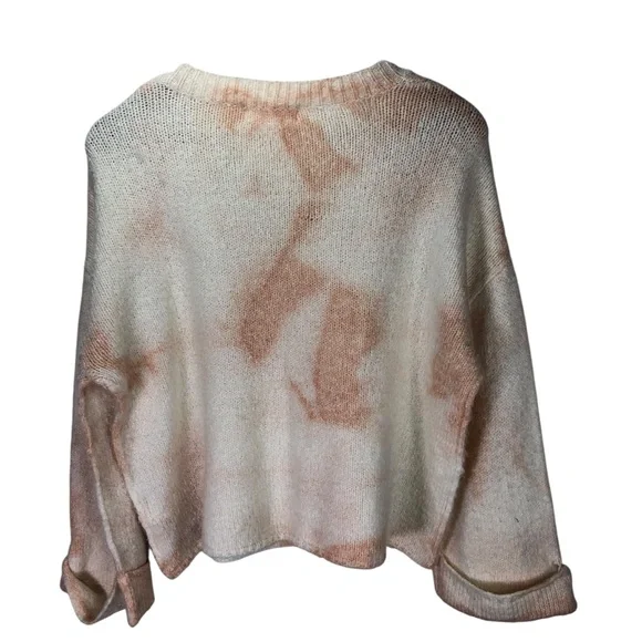 Anthropologie V Neck Bell Sleeve Sweater Sz XS Oversized Boxy Tie Dye Cozy Warm - Picture 6 of 13